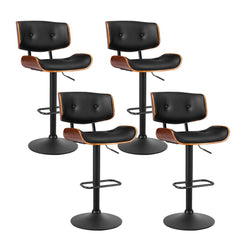 Artiss Set of 4 Kitchen Bar Stools Gas Lift Stool Chairs Swivel Barstool Leather Black Furniture > Bar Stools & Chairs BA-TW-8045A-BKX4 Online Furniture