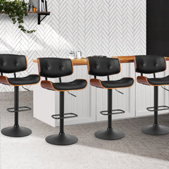 Artiss Set of 4 Kitchen Bar Stools Gas Lift Stool Chairs Swivel Barstool Leather Black Furniture > Bar Stools & Chairs BA-TW-8045A-BKX4 Online Furniture