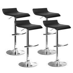 Artiss Set of 4 PU Leather Wave Style Bar Stools - Black - ozily