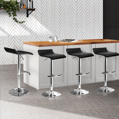 Artiss Set of 4 PU Leather Wave Style Bar Stools - Black - ozily