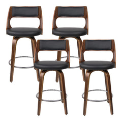 Artiss Set of 4 Wooden Bar Stools PU Leather - Black and Wood - ozily