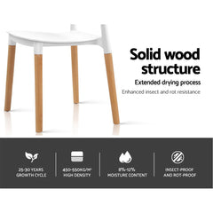 Artiss Set of 4 Wooden Stackable Dining Chairs - White Furniture > Dining BA-TW-M2503-086-WHX4 Online Furniture