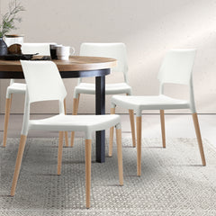 Artiss Set of 4 Wooden Stackable Dining Chairs - White Furniture > Dining BA-TW-M2503-086-WHX4 Online Furniture