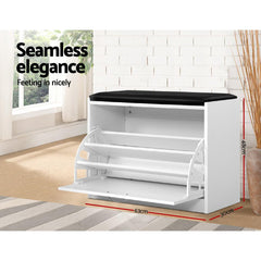 Artiss Shoe Cabinet Bench Shoes Storage Rack Organiser Drawer White 15 Pairs Furniture > Living Room FURNI-Q-SHOE-BEN01-WH Online Furniture