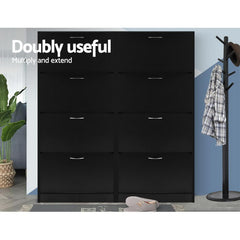 Artiss Shoe Cabinet Shoes Storage Rack Organiser 60 Pairs Black Shelf Drawer - ozily