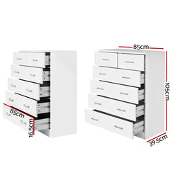 Artiss Tallboy Dresser Table 6 Chest of Drawers Cabinet Bedroom Storage White Furniture > Living Room FURNI-NEW-DT-WH-AB Online Furniture