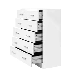 Artiss Tallboy Dresser Table 6 Chest of Drawers Cabinet Bedroom Storage White Furniture > Living Room FURNI-NEW-DT-WH-AB Online Furniture