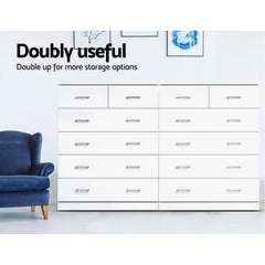 Artiss Tallboy Dresser Table 6 Chest of Drawers Cabinet Bedroom Storage White Furniture > Living Room FURNI-NEW-DT-WH-AB Online Furniture