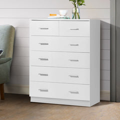 Artiss Tallboy Dresser Table 6 Chest of Drawers Cabinet Bedroom Storage White Furniture > Living Room FURNI-NEW-DT-WH-AB Online Furniture