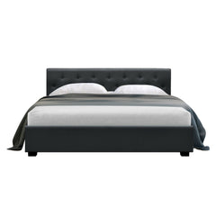 Artiss Vila Bed Frame Fabric Gas Lift Storage - Charcoal Queen Furniture BFRAME-E-VILA-Q-CHAR-AB Online Furniture