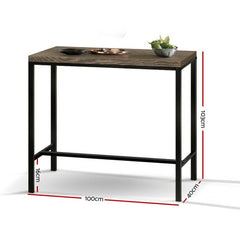 Artiss Vintage Industrial High Bar Table for Stool Kitchen Cafe Desk Dark Brown Furniture > Bar Stools & Chairs LC-BAR-TAB-ALEX-DARK-BR Online Furniture
