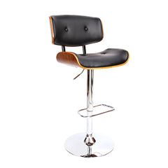 Artiss Wooden Gas Lift Bar Stool - Black and Chrome Furniture > Bar Stools & Chairs BA-TW-8045-BK Online Furniture