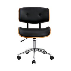 Artiss Wooden Office Chair Black Leather OCHAIR-BS-5435-WA Online Furniture