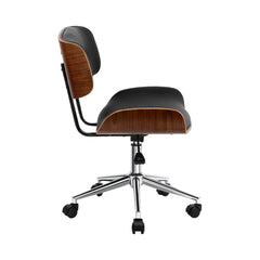 Artiss Wooden Office Chair Black Leather OCHAIR-BS-5435-WA Online Furniture