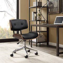 Artiss Wooden Office Chair Black Leather OCHAIR-BS-5435-WA Online Furniture