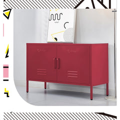 ArtissIn Buffet Sideboard Locker Metal Storage Cabinet - BASE Pink Furniture > Living Room AI-LOCKER-LD-PK Online Furniture