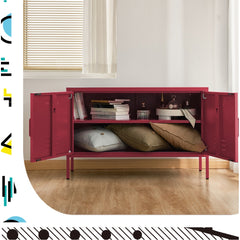 ArtissIn Buffet Sideboard Locker Metal Storage Cabinet - BASE Pink Furniture > Living Room AI-LOCKER-LD-PK Online Furniture