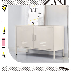 ArtissIn Buffet Sideboard Locker Metal Storage Cabinet - BASE White Furniture > Living Room AI-LOCKER-LD-WH Online Furniture