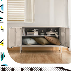 ArtissIn Buffet Sideboard Locker Metal Storage Cabinet - BASE White Furniture > Living Room AI-LOCKER-LD-WH Online Furniture