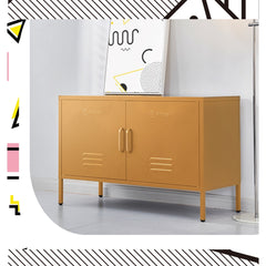 ArtissIn Buffet Sideboard Locker Metal Storage Cabinet - BASE Yellow Furniture > Living Room AI-LOCKER-LD-YE Online Furniture