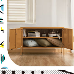 ArtissIn Buffet Sideboard Locker Metal Storage Cabinet - BASE Yellow Furniture > Living Room AI-LOCKER-LD-YE Online Furniture