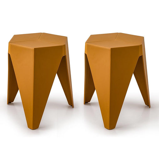 ArtissIn Set of 2 Puzzle Stool Plastic Stacking Stools Chair Outdoor Indoor Yellow - ozily