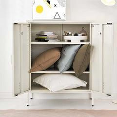 ArtissIn Sweetheart Metal Locker Storage Shelf Shoe Cabinet Buffet Sideboard White Furniture > Living Room AI-LOCKER-MI-WH Online Furniture