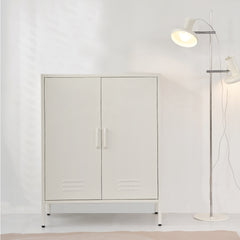 ArtissIn Sweetheart Metal Locker Storage Shelf Shoe Cabinet Buffet Sideboard White Furniture > Living Room AI-LOCKER-MI-WH Online Furniture