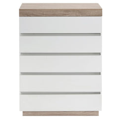 Ashley Coastal White Wooden Chest of 5 Drawers Tallboy Furniture > Living Room V80-CPA-TB5030-WOK Online Furniture