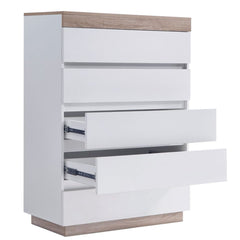 Ashley Coastal White Wooden Chest of 5 Drawers Tallboy Furniture > Living Room V80-CPA-TB5030-WOK Online Furniture