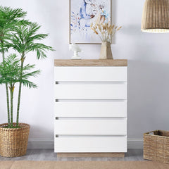 Ashley Coastal White Wooden Chest of 5 Drawers Tallboy Furniture > Living Room V80-CPA-TB5030-WOK Online Furniture