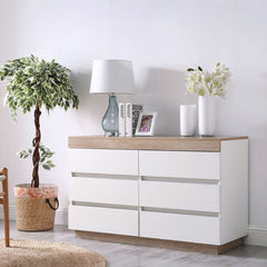 Ashley Coastal White Wooden Chest of 6 Drawers Furniture > Living Room V80-CPA-6DC1299-WOK Online Furniture