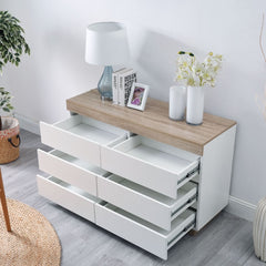 Ashley Coastal White Wooden Chest of 6 Drawers Furniture > Living Room V80-CPA-6DC1299-WOK Online Furniture