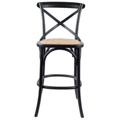 Aster 2pc Crossback Bar Stools Dining Chair Solid Birch Timber Rattan Seat Black Furniture > Bar Stools & Chairs V315-VOD-CAFE-13-2PC-KIT Online Furniture