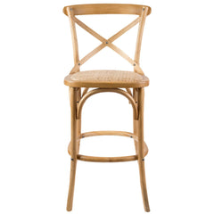 Aster 2pc Crossback Bar Stools Dining Chair Solid Birch Timber Rattan Seat - Oak Furniture > Bar Stools & Chairs V315-VOD-CAFE-11-2PC-KIT Online Furniture