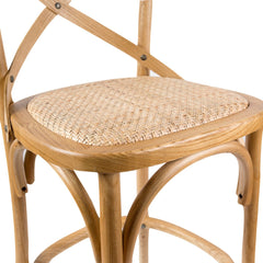 Aster 2pc Crossback Bar Stools Dining Chair Solid Birch Timber Rattan Seat - Oak Furniture > Bar Stools & Chairs V315-VOD-CAFE-11-2PC-KIT Online Furniture