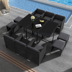 Bali 11 Piece Outdoor Dining Set-Black Furniture > Outdoor V264-OTF-501S-BLK Online Furniture