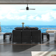 Bali 11 Piece Outdoor Dining Set-Black Furniture > Outdoor V264-OTF-501S-BLK Online Furniture