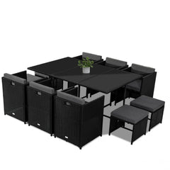 Bali 11 Piece Outdoor Dining Set-Black Furniture > Outdoor V264-OTF-501S-BLK Online Furniture