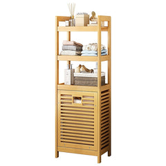 Bamboo 2-in-1 Laundry Hamper Side Table with 2 Shelves and Clothes Basket Furniture > Office V63-838291 Online Furniture