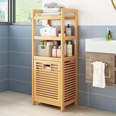 Bamboo 2-in-1 Laundry Hamper Side Table with 2 Shelves and Clothes Basket Furniture > Office V63-838291 Online Furniture