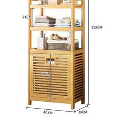 Bamboo 2-in-1 Laundry Hamper Side Table with 2 Shelves and Clothes Basket Furniture > Office V63-838291 Online Furniture