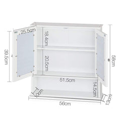Bathroom Tallboy Storage Cabinet with Mirror - White - ozily