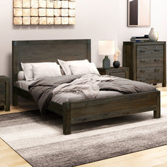 Bed Frame Double Size in Solid Wood Veneered Acacia Bedroom Timber Slat in Chocolate Furniture > Bedroom V43-BED-NOWDCH Online Furniture