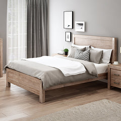 Bed Frame Double Size in Solid Wood Veneered Acacia Bedroom Timber Slat in Oak Furniture > Bedroom V43-BED-NOWDOK Online Furniture