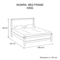 Bed Frame King Size in Solid Wood Veneered Acacia Bedroom Timber Slat in Chocolate Furniture > Bedroom V43-BED-NOWKCH Online Furniture