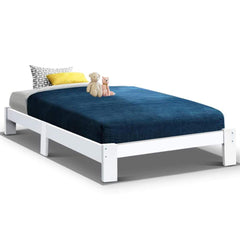 Bed Frame Single Wooden Bed Base Frame Size JADE Timber Mattress Platform - ozily
