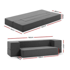 Bedding Portable Sofa Bed Folding Mattress Lounger Chair Ottoman Grey - ozily