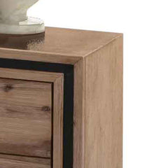 Bedside Table 2 drawer Night Stand with Solid Acacia Storage in Sliver Brush Colour Furniture > Bedroom V43-BST-SSH Online Furniture