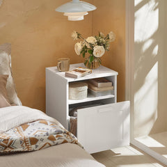 Bedside Table Shelf Drawer, White Furniture > Living Room V178-64184 Online Furniture